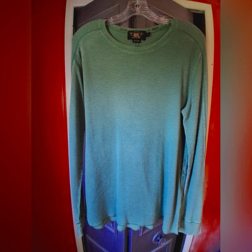 RRL POLO RALPH LAUREN CREWNECK  WAFFLE KNIT 100%COTTON  PULLOVER XL. GUC